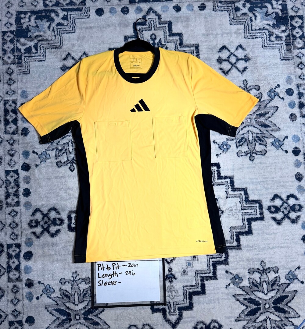 Adidas Referee Jersey Medium Yellow AEROREADY Moisture Wicking Shirt